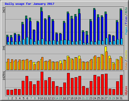 Daily usage for January 2017