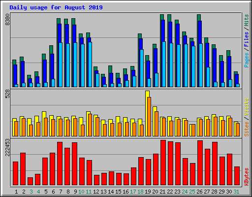 Daily usage for August 2019
