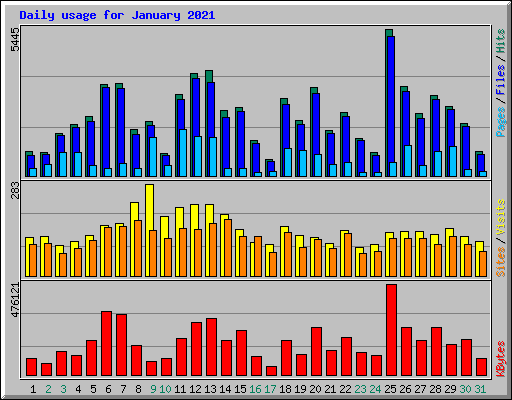 Daily usage for January 2021