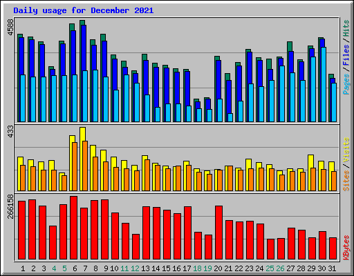 Daily usage for December 2021