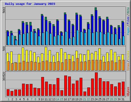 Daily usage for January 2023
